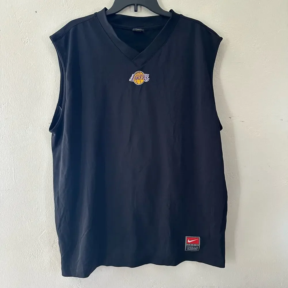 Nike Team Lakers Warm Up Sleeveless Jersey Black‎ and Yellow XLarge Muscle Tank